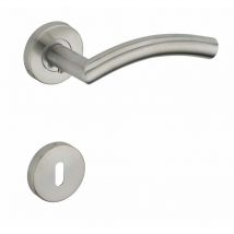 Serrurerie De Picardie - Paire de béquilles avec rosaces pour porte d'entrée, carré 7mm, inox