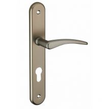 Ensemble de poignées pour porte d'entrée Vesta trou de cylindre, entr'axes 195mm, nickelé satiné