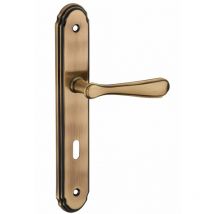 Ensemble de poignées pour porte intérieure Arthemis trou de clé, entr'axes 195mm, laiton patiné