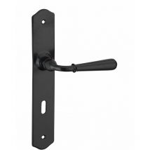 Ensemble de poignées pour porte intérieure Charon trou de clé, entr'axes 195mm, acier patiné