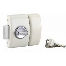 Verrou en applique à bouton pour porte d'entrée, cylindre Ø23x45mm, blanc, 3 clés