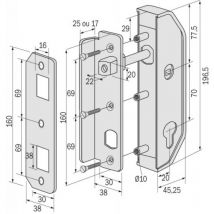 Serrure verticale à fouillot à cylindre européen pour portail cadre 30 mm finition blanc ral 9016 Tirard