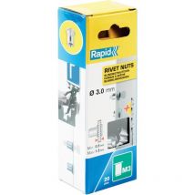 M3 - Ecrous à sertir pour vis Ø3mm - Boite 20 + forêt Rapid