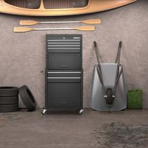 Design In - Servante Atelier 6 Tiroirs Armoire Rangement Coffre Outils Amovible Étagère Réglable Noir CW10609