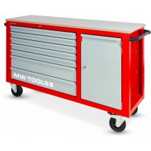 Mw Tools - Servante d'atelier 7 tiroirs + 1 armoire rouge et grise xxl 1640 mm avec plan de travail stratifié GW307K