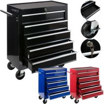 Servante Caisse à Outils d'Atelier 5 Tiroirs Noir Tiroirs pouvant être verrouillés Résistante aux Rayures - Arebos