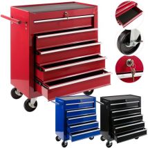 Servante d'Atelier Servante Caisse à Outils 5 Tiroirs Rouge Tiroirs pouvant être verrouillés Résistante aux Rayures - Arebos