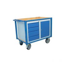 Servante établi équipée charge 500 kg 1 bloc porte et 1 bloc tiroirs 1060 x 680 mm Diam roues 200 mm - Fimm