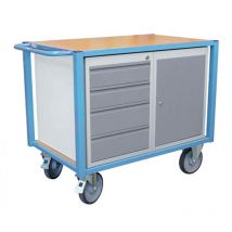 Chariot d'atelier polyvalent avec 1 porte et 4 tiroirs - 500kg - 880002991