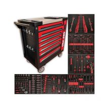 Defpro - Servante d'atelier - Pleine (166outils) - 7 tiroirs Acier - Rouge