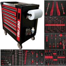 Servante d'atelier - Pleine (201 outils) - 8 tiroirs Defpro Acier - Rouge