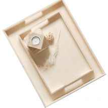 Dekotablett aus Holz – 2er-Set – 35 x 25 x 4 cm, 46 x 35 x 4 cm – Hochwertiges Holz – Praktische Größen – Heute