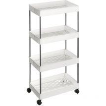 Servierwagen auf Rollen 4 Ebenen weiß - L40 x H86 cm