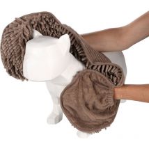 Serviette absorbante en microfibre Pakka taupe pour chien Flamingo
