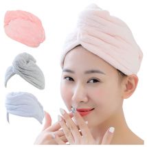 Ahlsen - Serviette Cheveux, 4PCS Serviette à Cheveux en Microfibre Wrap Turban Super Absorbant pour Cheveux à Séchage Rapide avec Bouton de Design