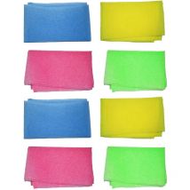 Serviette de bain 8 pièces Longue Douche Dos Srcubbers Bain Corps Brosse Serviettes (Jaune, Vert, Bleu, Rose)