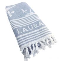 Laura Ashley - Serviette de hammam Elveden Midnight 90x180 cm Bleu/Blanc