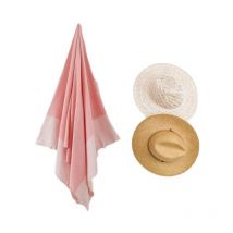 Serviette de plage, Fouta absorbante nid d'abeille coton 100 x 200 cm, 100% coton, coloris rose