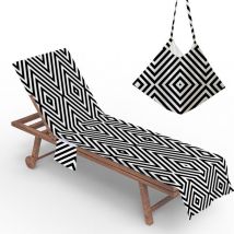 Csparkv - Serviette de Plage pour Chaise Longue Avec Poches(B), Imprimé à Pois, Housse de Chaise de Plage D'Été, Housse de Serviette de Chaise