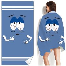 Serviette de plage réversible en microfibre 160x80cm (grands yeux bleus), serviette de plage à séchage rapide, serviette de voyage légère et portable