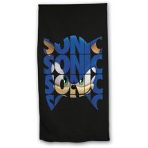Serviette de plage - Visage de Sonic - Noire - 70x140 cm