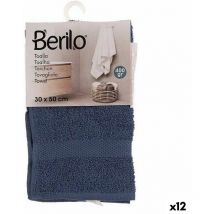 Serviette de bain de 30 x 0,5 x 50 cm bleu (12 pièces)