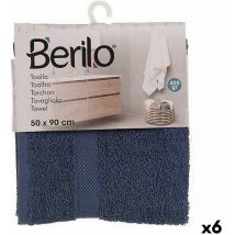 Serviette de bain de 50 x 0,5 x 90 cm bleu (6 pièces)
