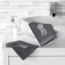 Serviette de toilette d'invite uni Attrape reves anthracite 30 x 50 cm