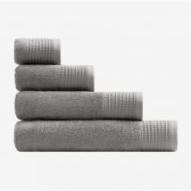 Serviette en coton éponge avec bordure Claritone SKLUM Gris Vison