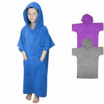 Serviette poncho de bain ou de plage avec poche - Enfant - Bleu Vivezen