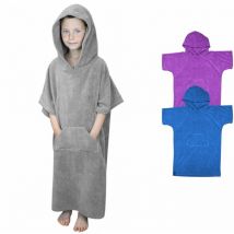 Serviette poncho de bain ou de plage avec poche - Enfant - Gris Vivezen
