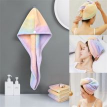 Serviette pour cheveux Turban de luxe à séchage rapide pour cheveux Fibre de charbon absorbante ultra douce et à séchage rapide, avec bouton