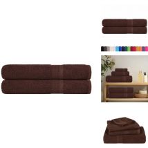 Serviettes 2 pcs marron 100x200 cm 360 g/m² 100% coton - Serviette - Serviettes - Serviette De Plage - Serviette De Bain