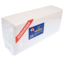 Serviette Blanchex200 33x33 1pli Publi Embal