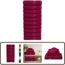 Serviettes de bain de qualité supérieure SOLUND 10 pcs bordeaux - Serviettes De Bain - Serviettes Rouges - Serviettes Coton - Serviettes Moelleuses