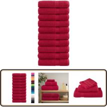 Serviettes de douche de qualité supérieure solund 10 pcs rouge - Serviettes De Bain - Serviettes Rouges - Serviettes De Toilette - Serviettes Douces