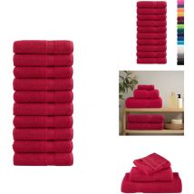 Serviettes de douche de qualité supérieure solund 10 pcs rouge - Serviettes De Bain - Serviettes Rouges - Serviettes De Toilette - Serviettes Douces