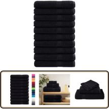 Serviettes de qualité supérieure solund 10 pcs noir 600 g/m² - Serviettes De Bain - Serviettes De Plage - Serviettes En Coton - Serviettes Noires