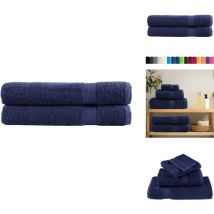 Serviettes de qualité supérieure SOLUND 2 pcs bleu marine - Serviettes De Bain - Serviettes De Plage - Serviettes En Coton - Serviettes Douces