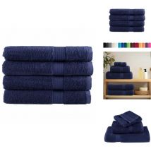 Serviettes de qualité supérieure solund 4 pcs bleu marine - Serviettes De Bain - Serviettes De Plage - Serviettes En Coton - Serviettes Bleues