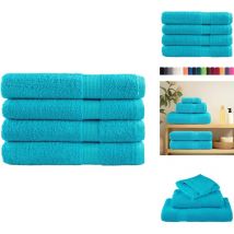Serviettes de qualité supérieure solund 4 pcs turquoise - Serviettes De Bain - Serviettes De Plage - Serviettes Turquoises - Serviettes Coton