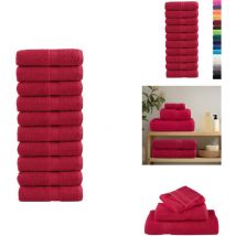Serviettes de visage de qualité supérieure solund 10 pcs rouge - Serviettes De Visage - Serviettes Rouges - Serviettes De Toilette - Serviettes En