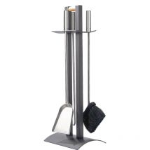 Lienbacher - Serviteur de cheminée anthracite 3 pièces avec poignées inox