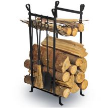 Serviteur de cheminée - Porte bûches avec accessoires