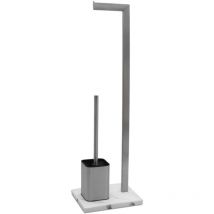 Wenko 2in1 Stand WC-Garnitur Aprilla - 74 x 23 cm - Brosse WC et porte-papier toilette