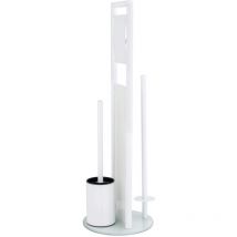 Serviteur wc 3 en 1 Ravina Wenko Brosse wc et dérouleur papier toilette, Range papier toilette jusqu'à 3 rouleaux, Acier inox - verre trempé, 20x70