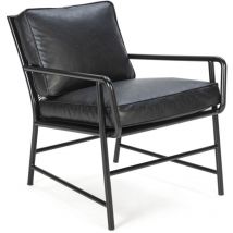 Sessel 63X95X79 Dunkelgraues Metall/Schwarzes Kunstleder