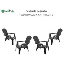Sessel Adirondack Polypropylenharz Wilsa Garden Anthrazit - 4 Sessel Adirondack