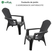 Sessel Adirondack Polypropylenharz Wilsa Garden Anthrazit - 2 Sessel Adirondack