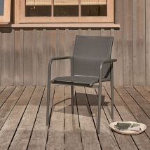 Sessel aus Aluminium und grauem Textilen
